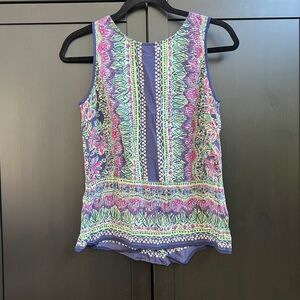 Lilly Pulitzer Iona 100% Silk Sleeveless Shell Top Buttons Down Back Size XS